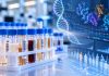 Precure Selects Helix for Multi-Omics Analysis of One Million Biospecimens Biospecimen tubes represented alongside genomic and proteomic data illustrating population-scale multi-omics research